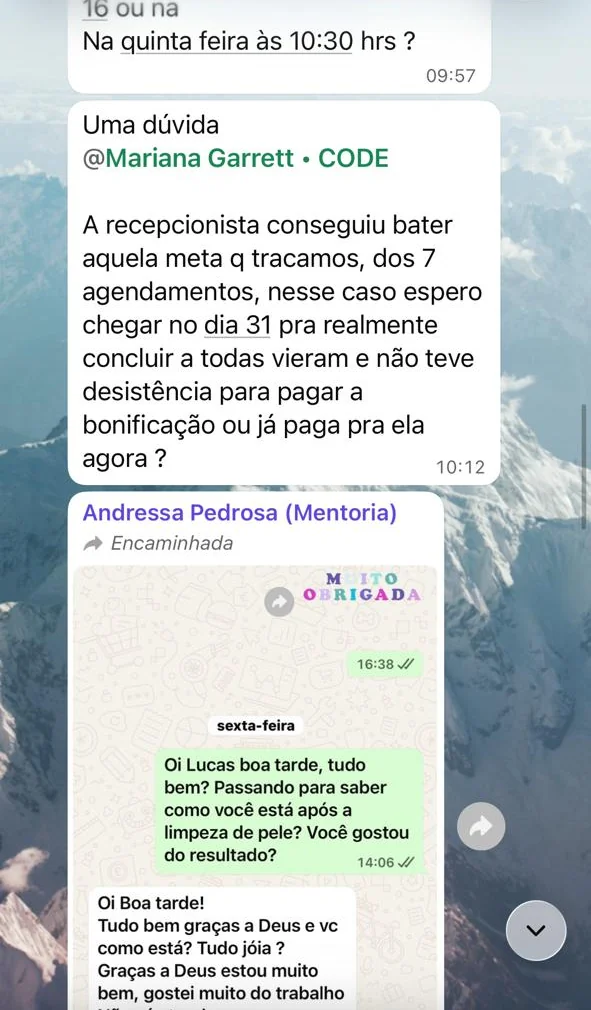 Print do grupo da mentoria: Andressa Pedrosa