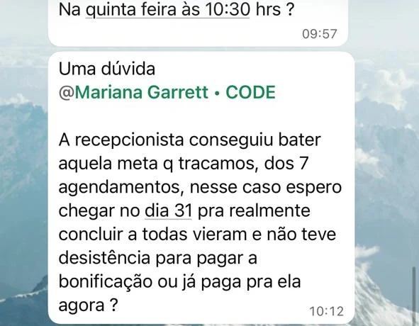 Print do grupo da mentoria: Andressa Pedrosa
