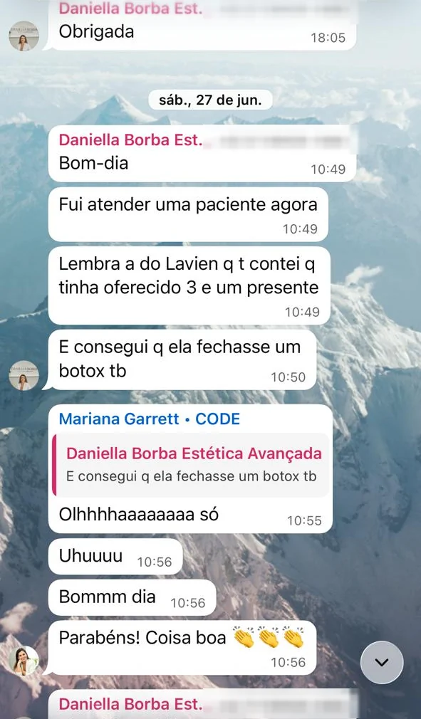 Print do grupo da mentoria: Daniella Borba