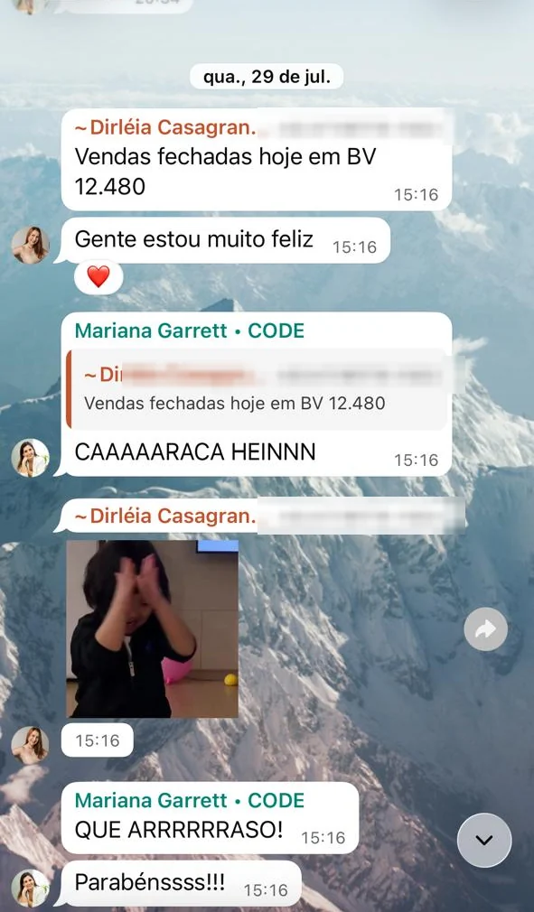 Print do grupo da mentoria: Dra. Dirléia Casagrande