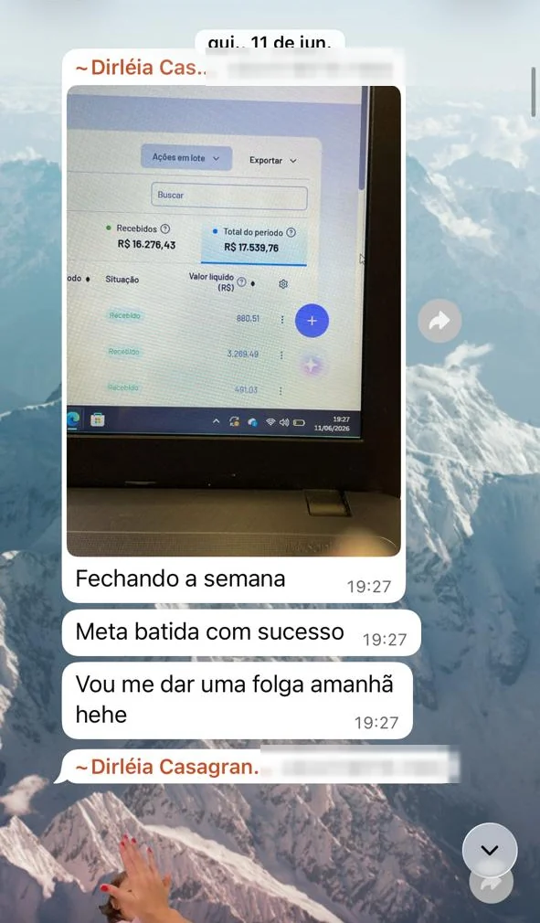 Print do grupo da mentoria: Dra. Dirléia Casagrande