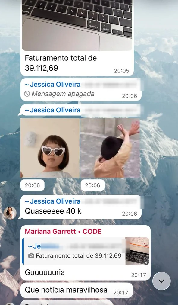 Print do grupo da mentoria: Jessica Oliveira